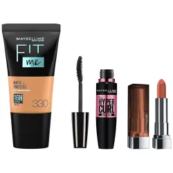 Maybelline Prom Queen Kit: Fit Me Foundation + Hypercurl Mascara + Nude Lipstick
