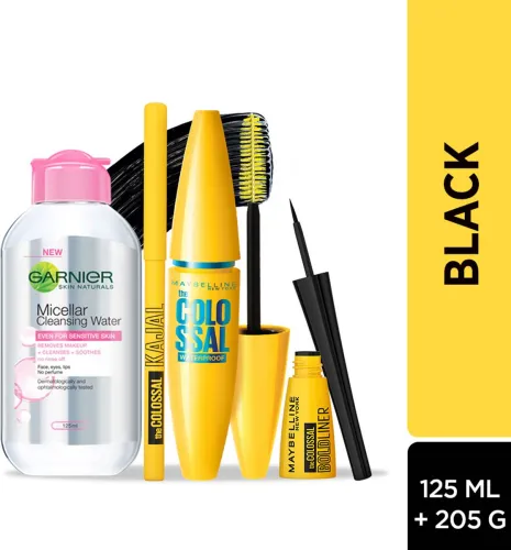 Image of MAYBELLINE NEW YORK Call Me Colossal Kit - Mascara+ Kajal+ Bold Liner+ Micellar