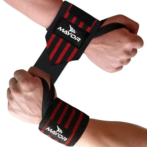 Image of Mayor Secure Gym Gloves Wrist Support (Free Size) (One Size, Red/Black)