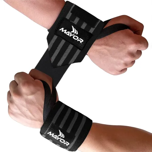Image of Mayor Secure Gym Gloves Wrist Support (Free Size) (One Size, Grey /Black)