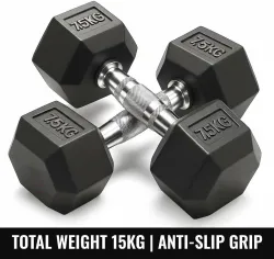 MAYOR Solid 7.5KG Metal Dumbbells Set for Home Gym