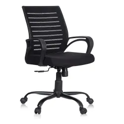 MBTC® Ace Mid Back Metal Base Office Chair / Study Chair (Black)