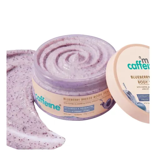 Image of Mcaffeine Blueberry Breeze Body Scrub for Glowing Skin With Coffee, 175G