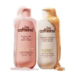mCaffeine De-Tan & Exfoliating Body Washes (Set of 2) | Guava & Caramel Crunch Body Washes (300 ml x 2) | With Niacinami