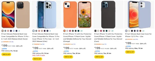 Image of M Cart Silicone Case Cover iPhone starting @ ₹199