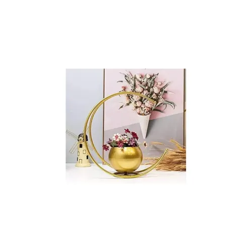 Image of MD Handicrafts Gold Geometric Metal Vase Po4