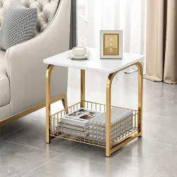 MDF Metal Coffee Side Table with Basket