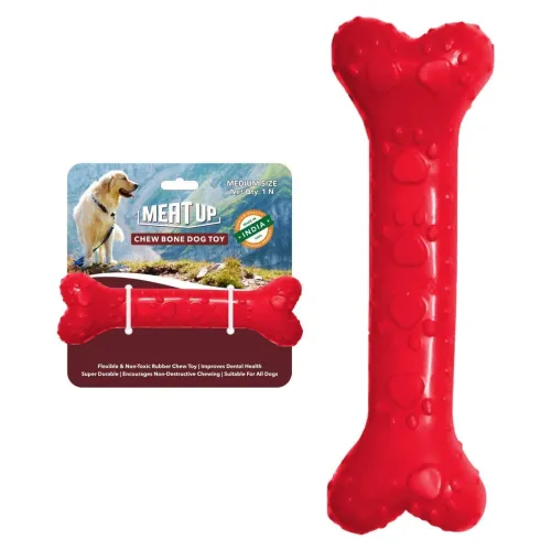 Image of Meat Up Non-Toxic Rubber Dog Chew Bone Toy