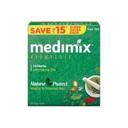 Medimix Ayurvedic Classic 18 Herbs Bathing Soap 125g (Combo Pack of 3) | Natural Oils For Healthy & Protected Skin |