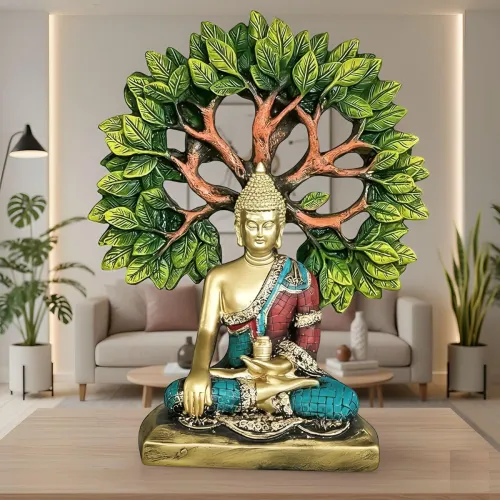 Image of Meditating Buddha Under Bodhi Tree