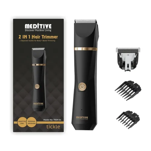 Image of MEDITIVE 2-in-1 Men’s Grooming Trimmer with Two Ceramic Blades