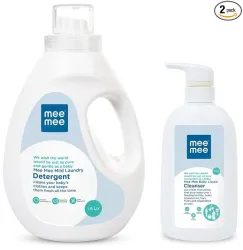 Mee Mee Anti-Bacterial Baby Liquid Cleanser for Fruits, Bottles, Accessories & Toys (500 ml - Bottle & Mild Baby Liquid Laundry Detergent, 1.5L Combo