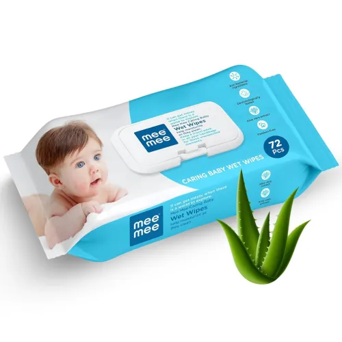 Image of Mee Mee Baby Wet Wipes with Lid (Aloe Vera, 72 Wipes)