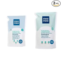 Mee Mee Anti Bacterial Baby Liquid Cleanser, 500ml & Mild Baby Liquid Laundry Detergent Refill Pack, 1.2L Combo