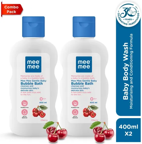 Image of MeeMee Gentle baby Bubble bath cherry extracts, dermatological tested 2 X 400  (800 ml)