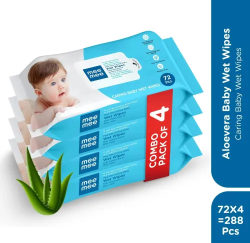Image of MeeMee Soft Cleansing Baby Wet with Aloe vera - Pack of 4