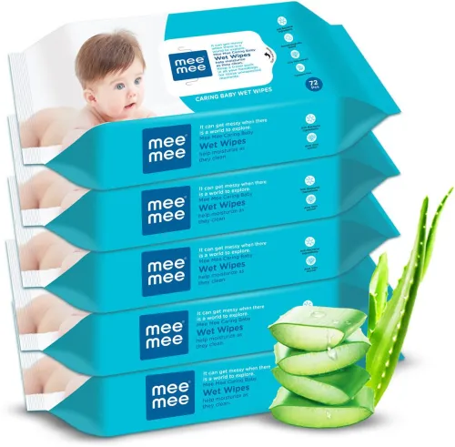 Image of MeeMee Soft Cleansing Baby Wet with Aloe vera - Pack of 5  (360 Wipes)