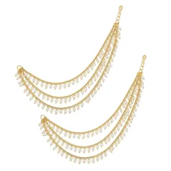 MEENAZ Brass copper Gold kanchain 3 layer Earrings for women