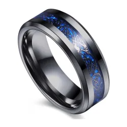 MEENAZ Stainless Steel Stylish dragon Silver Platinum Black combo Finger Ring for Men 