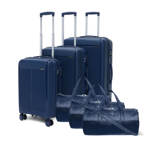 Image of Megatron 6 Piece Luggage Set 3 Trolley 3 Duffle Navy