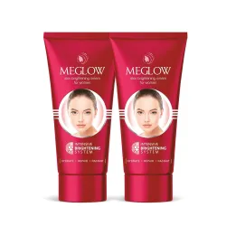 Meglow by Leeford Skin Brightening Moisturizer Cream for Women, Pack of 2 (50g each)