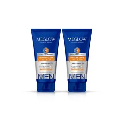 Meglow by Leeford | Instant Glow Facewash for Men | Skin Brightening Face Wash | Deeply Exfoliates & Hydrates | Glows & Even Skin Tone | Pack of 2 (70g each)