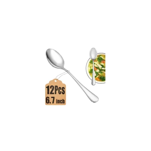 Image of MEKAHIK 12-Piece Stainless Steel Table Spoons – 18.5cm, Silver