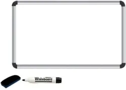 KOHINOOR Non Magnetic Melamine 1.5X2 Ft Non-Magnetic Kunj Whiteboard | Green Chalk Board Surface On Back Side | Sliding Hanging Clips with Robust Aluminium Frame Finishing With 1 Marker & 1....