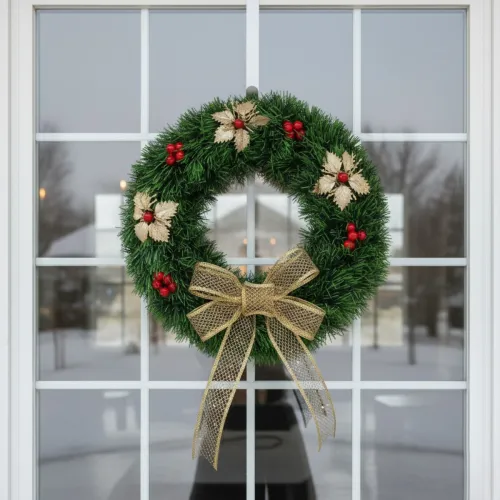 Image of Melukhha Christmas Wreath (Green, Gold, Red Pack of 1)