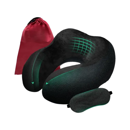 Image of Memory Foam Travel Neck Pillow with Eye Shade