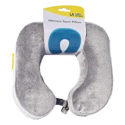 Memory Foam Travel Neck Pillow (Light Grey)