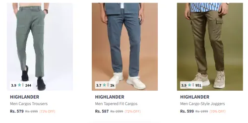 Image of Men Cargo Minimum 72% Discount