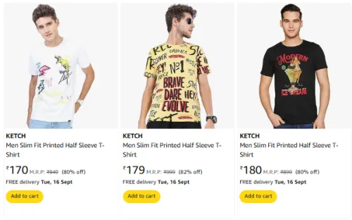 Image of Men Fashion T-shirt Minimum 80% Discount