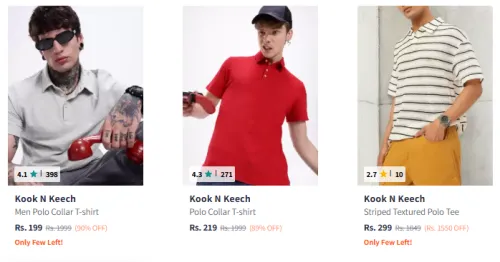 Image of Men Fashion T-shirt Minimum 89% Discount