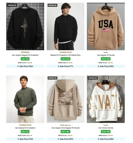 Image of Men Hoodie Minimum 70% Discount