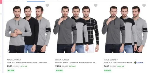 Image of Men Hoodie & Tshirt Pack 3 Starting @ ₹360