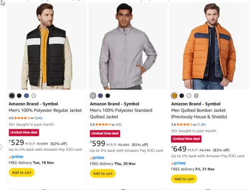 Image of Men Jacket Starting @ ₹529