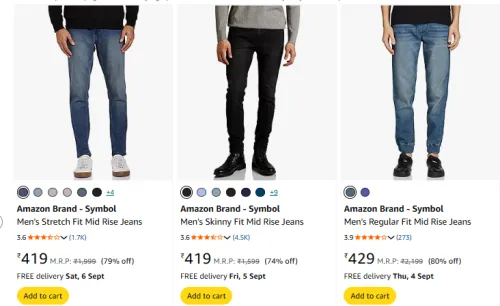 Image of Men Jeans Minimum 70% Discount