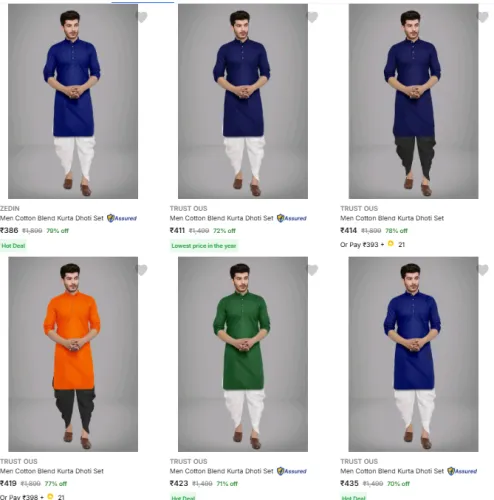 Image of Men Kurta Dhoti set Starting @ ₹386