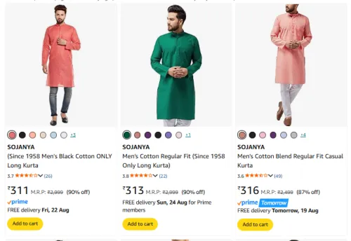 Image of Men Kurta Minimum 90% Discount
