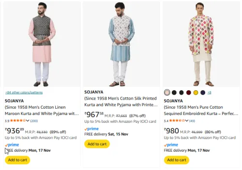 Image of Men Kurta Payjam & Jacket Set Starting @ ₹718