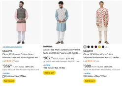 Men Kurta Payjam & Jacket Set Starting @ ₹718