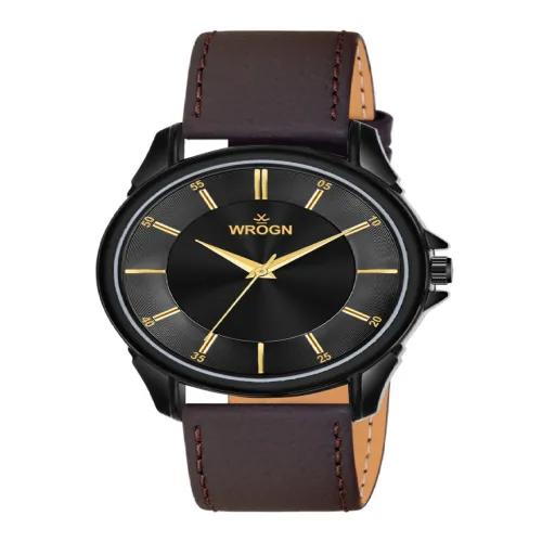 Image of Men Leather Bracelet Style Straps Analogue Watch