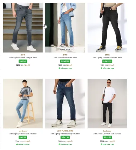 Image of Men Lightly Washed Skinny Fit Jeans Starting @ 175