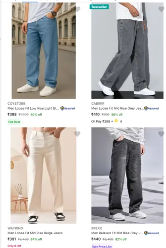 Image of Men Loose Fit Jeans Minimum 70% Discount