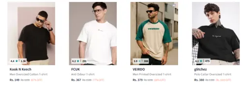 Image of Men Oversize Tshirt Minimum 70% Discount