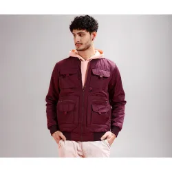 The Indian Garage Co Men Red Regular Fit Solid Zipper Jacket