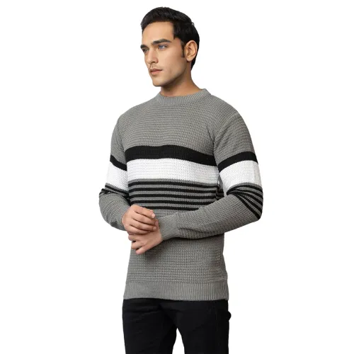 Image of Men Round Neck Knitted Full Sleeve Sweater