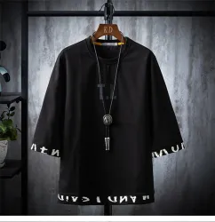 Men Solid Round Neck Cotton Blend Black T-Shirt