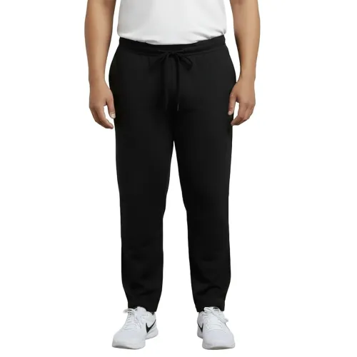 Image of Men's Black Regular Fit Cotton Plus Size Track Pant